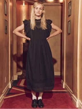 THE GREAT. Black Trellis Dress